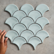 Marin Gloss Green Fish Scale Porcelain Mosaic Tile