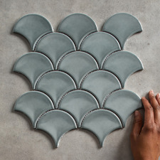Marin Gloss Water Green Fish Scale Porcelain Mosaic Tile