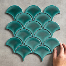 Marin Gloss Reef Green Fish Scale Porcelain Mosaic Tile