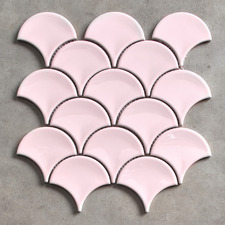 Marin Gloss Pastel Pink Fish Scale Porcelain Mosaic Tile