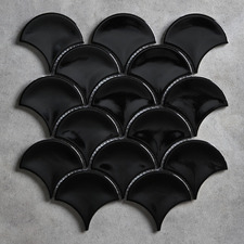 Marin Gloss Black Fish Scale Porcelain Mosaic Tile