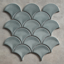 Marin Gloss Water Green Fish Scale Porcelain Mosaic Tile