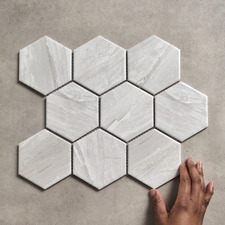 Remi 256 x 296mm Matt Grey Marble Look Porcelain Mosaic Tile