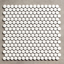 Ainsley 315 x 294mm Matt White Penny Round Porcelain Mosaic Tile
