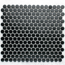 Ainsley 315 x 294mm Matt Black Penny Round Porcelain Mosaic Tile