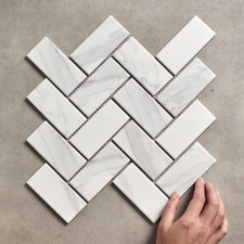 Wyatt Matt White Herringbone Porcelain Mosaic Tile