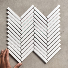 Madden Matt White Herringbone Porcelain Mosaic Tile