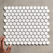 Remi 260 x 300mm Gloss White Hexagon Porcelain Mosaic Tile