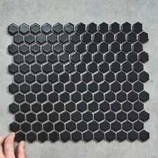 Remi 260 x 300mm Gloss Black Hexagon Porcelain Mosaic Tile