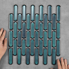 Avery Gloss Shadow Dark Green Tic Tac Porcelain Mosaic Tile