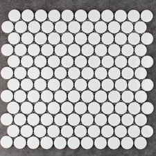 Ainsley 314 x 328mm Gloss White Penny Round Porcelain Mosaic Tile