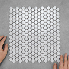 Ainsley 315 x 294mm Gloss White Penny Round Porcelain Mosaic Tile