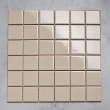 Sasha Gloss Cream Medium Square Porcelain Mosaic Tile