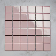 Sasha Gloss Blush Medium Square Porcelain Mosaic Tile