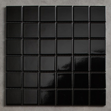 Sasha Gloss Black Medium Square Porcelain Mosaic Tile