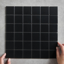 Sasha Matt Black Medium Square Porcelain Mosaic Tile