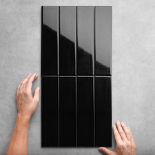 Hanna Gloss Black Subway Ceramic Tile