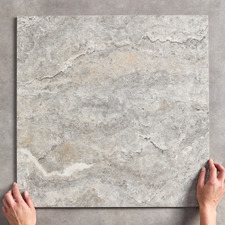 Burton Matt Silver Travertine Look Porcelain Tile