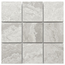 Apollo 100x100mm Tumbled Grey Woodstone Square Marble Tile