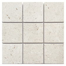 Apollo 100x100mm Tumbled White Limestone Square Marble Tile
