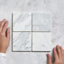 Apollo 100x100mm Tumbled Calacatta Gold Square Marble Tile