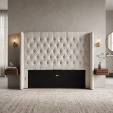 Oat White Forest Hill Button Tufted Queen Bedhead