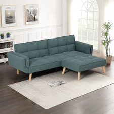 Azi 3 Seater Linen Double Sofa Bed with Ottoman Set