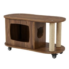 Ezra Oval Coffee Table with Cat House & Scratching Post