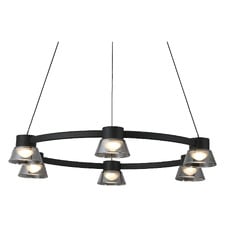 Rocket Iron & Glass Tri-Colour LED 6 Light Pendant