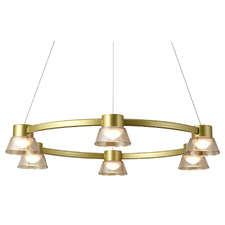 Rocket Iron & Glass Tri-Colour LED 6 Light Pendant