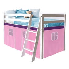 Kingston Single Pine Wood Loft Bed with Curtain