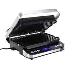4-in-1 Electric Contact Grill with Ribbed Plates