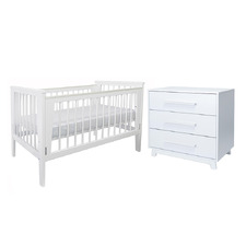 Sweet Pea 3 Piece Emma Chest of Drawers, Cot & Mattress Set