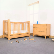 Sweet Pea 3 Piece Ollie Chest of Drawers, Cot, & Mattress Set