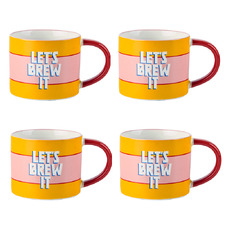 Sunnie Let's Brew It 300ml Stoneware Mugs (Set of 4)