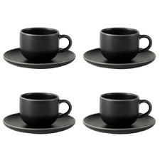 Mikkie 100ml Stoneware Espresso Cups & Saucers (Set of 4)