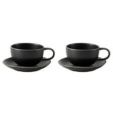 Mikkie 200ml Stoneware Teacups & Saucers (Set of 2)