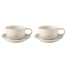 Mikkie 200ml Stoneware Teacups & Saucers (Set of 2)