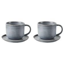 Bobbie 300ml Stoneware Teacups & Saucers (Set of 2)