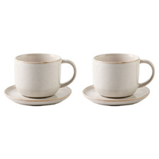 Bobbie 300ml Stoneware Teacups & Saucers (Set of 2)