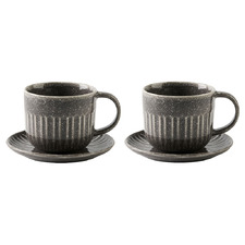 Laurie 300ml Stoneware Teacups & Saucers (Set of 2)
