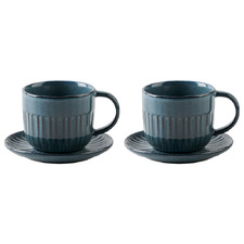 Laurie 300ml Stoneware Teacups & Saucers (Set of 2)