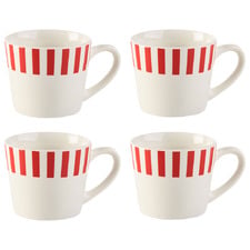 Red & White Winnie 250ml Porcelain Mugs (Set of 4)