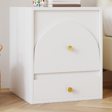 White Solara 2 Drawer Bedside Table