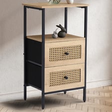 Luna 2 Drawer Rattan Bedside Table
