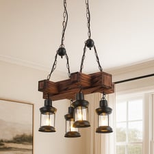 Allen Cross Pine Wood 4-Light Pendant Light