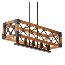Lanny Pine Wood 5 Light Pendant