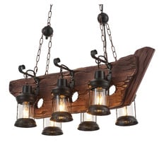 Debra Ship Pine Wood 6-Light Pendant Light