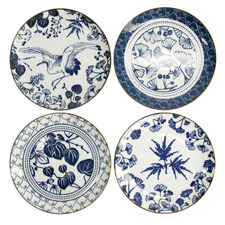 4 Piece Flora Japonica Porcelain Dinner Plate Set