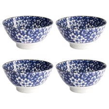 Tokyo Blue Sakura Porcelain Ramen Bowls (Set of 4)